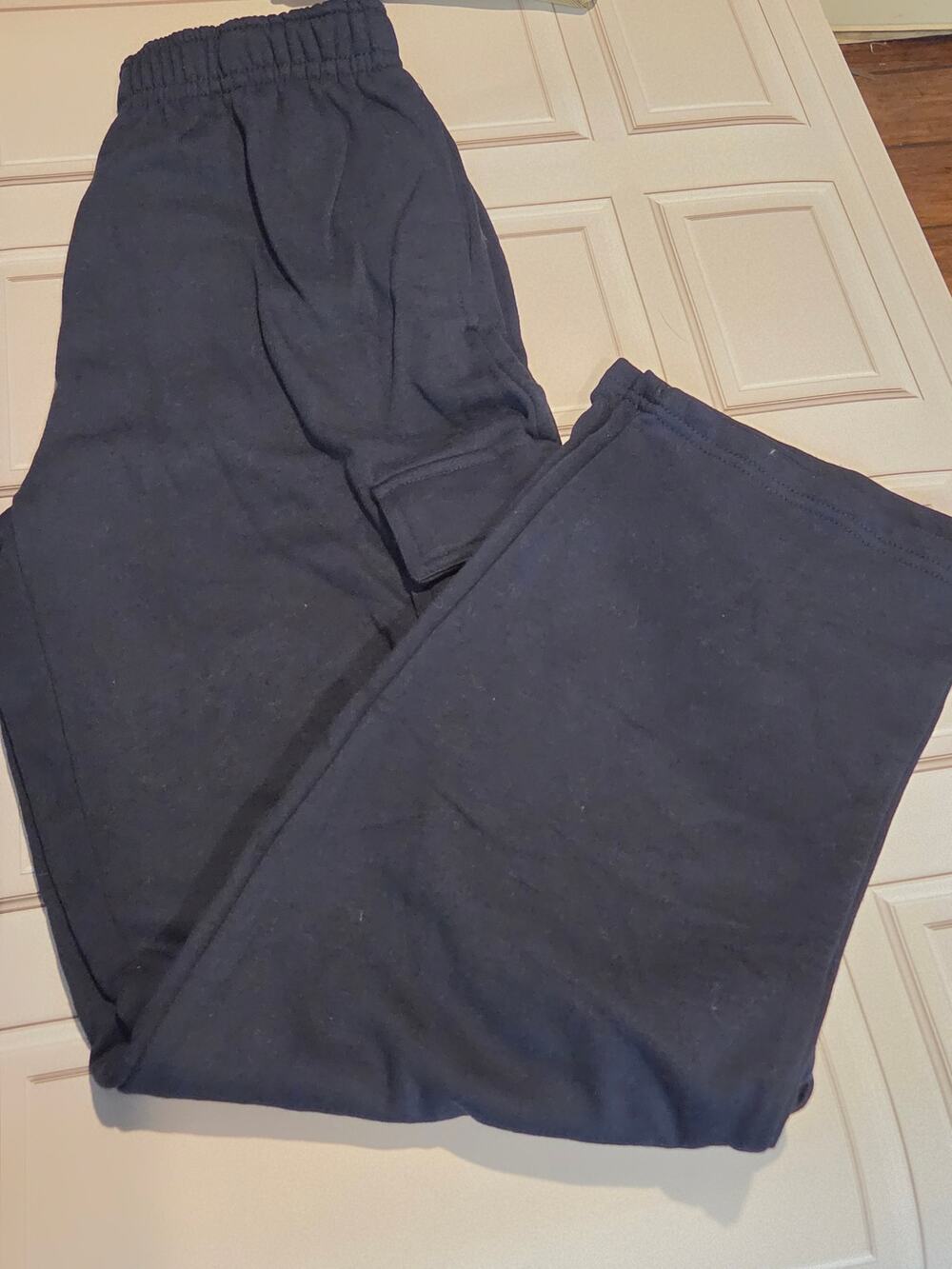 Garage Navy Blue Cargo Sweatpants Women's Cotton Blend Elastic Waist Pockets